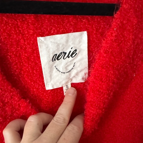 Aerie V-Neck Sweater in Vibrant Red - Picture 2 of 2